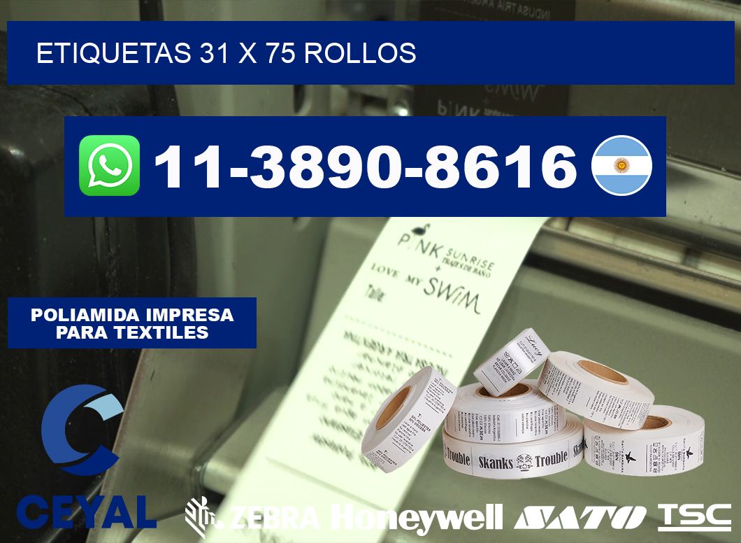 etiquetas 31 x 75 rollos