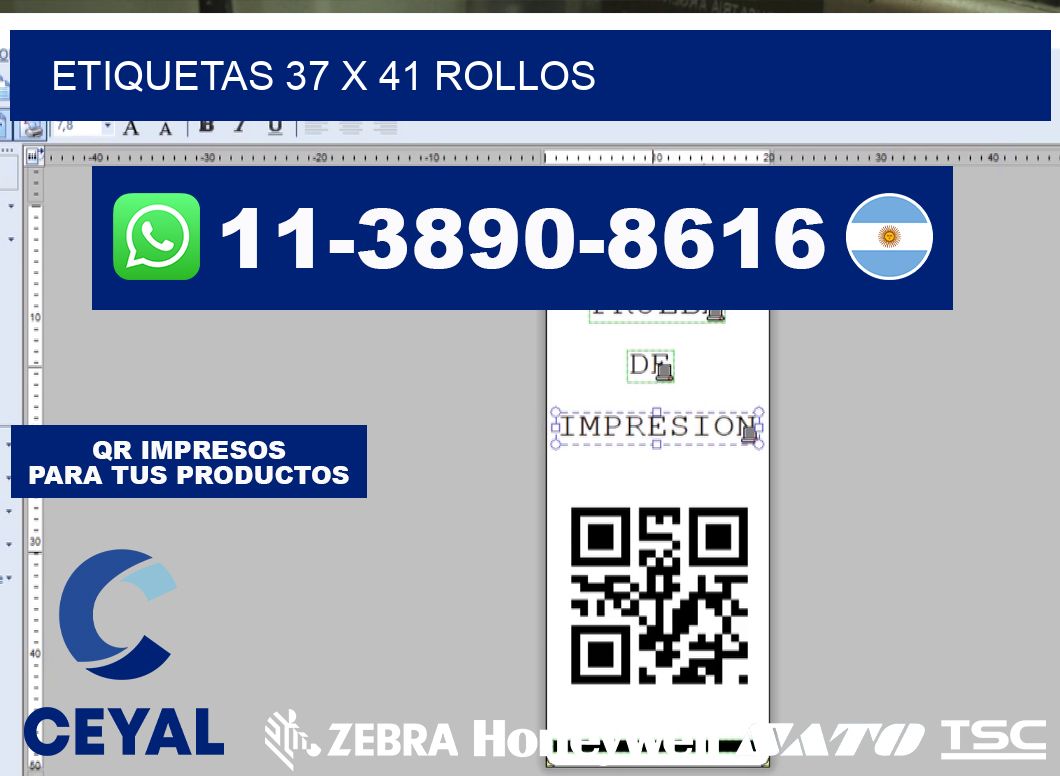 etiquetas 37 x 41 rollos