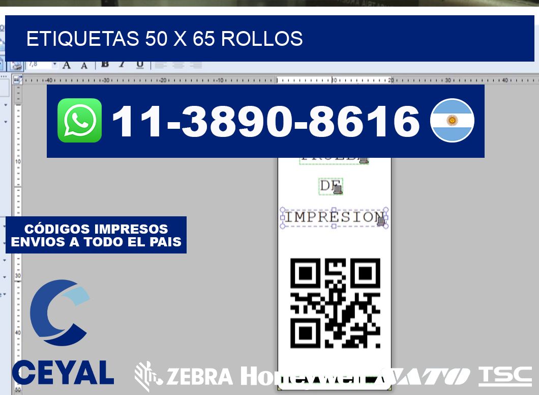 etiquetas 50 x 65 rollos