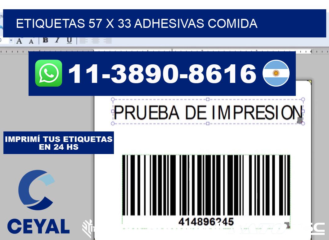 etiquetas 57 x 33 adhesivas comida
