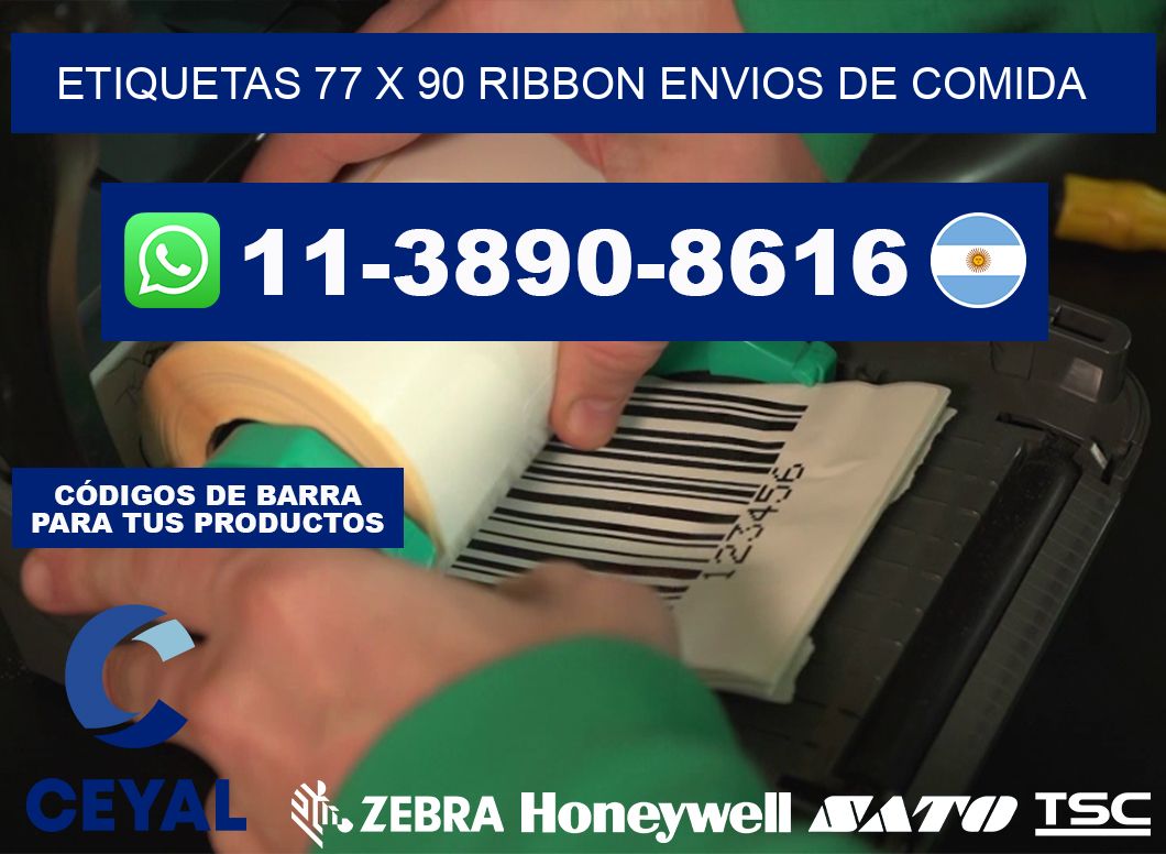 etiquetas 77 x 90 ribbon envios de comida