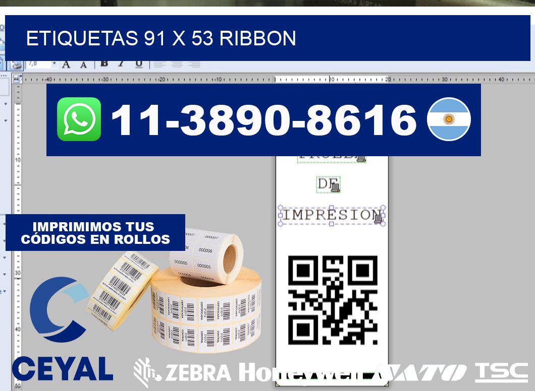 etiquetas 91 x 53 ribbon