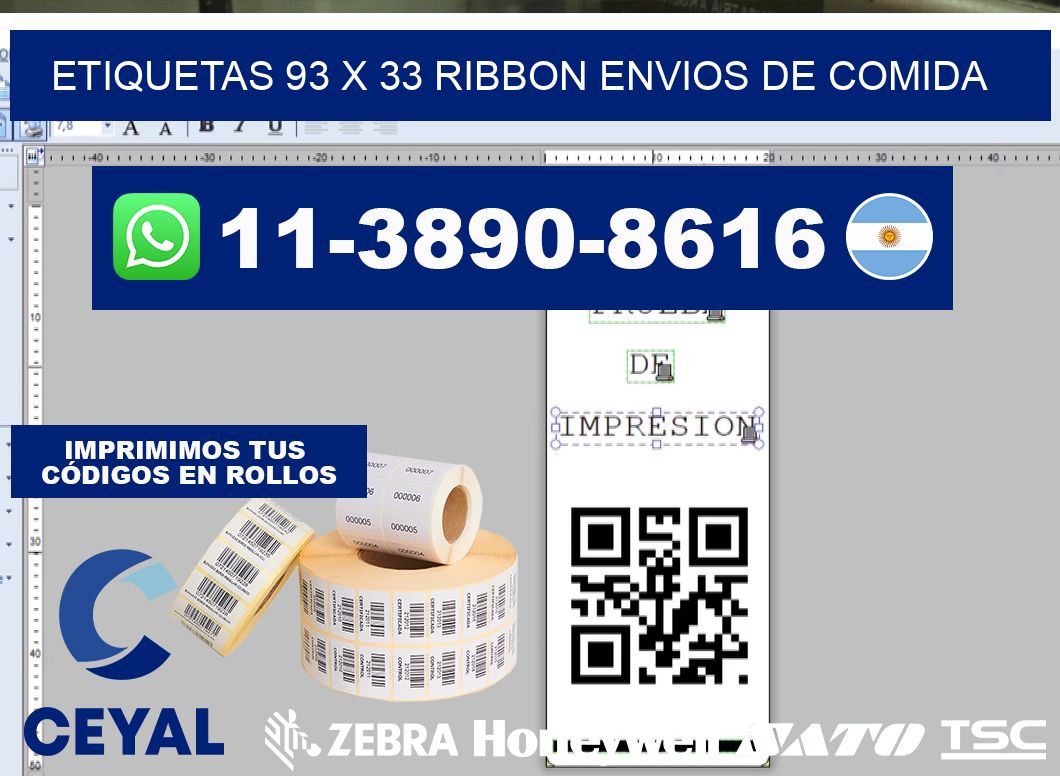 etiquetas 93 x 33 ribbon envios de comida