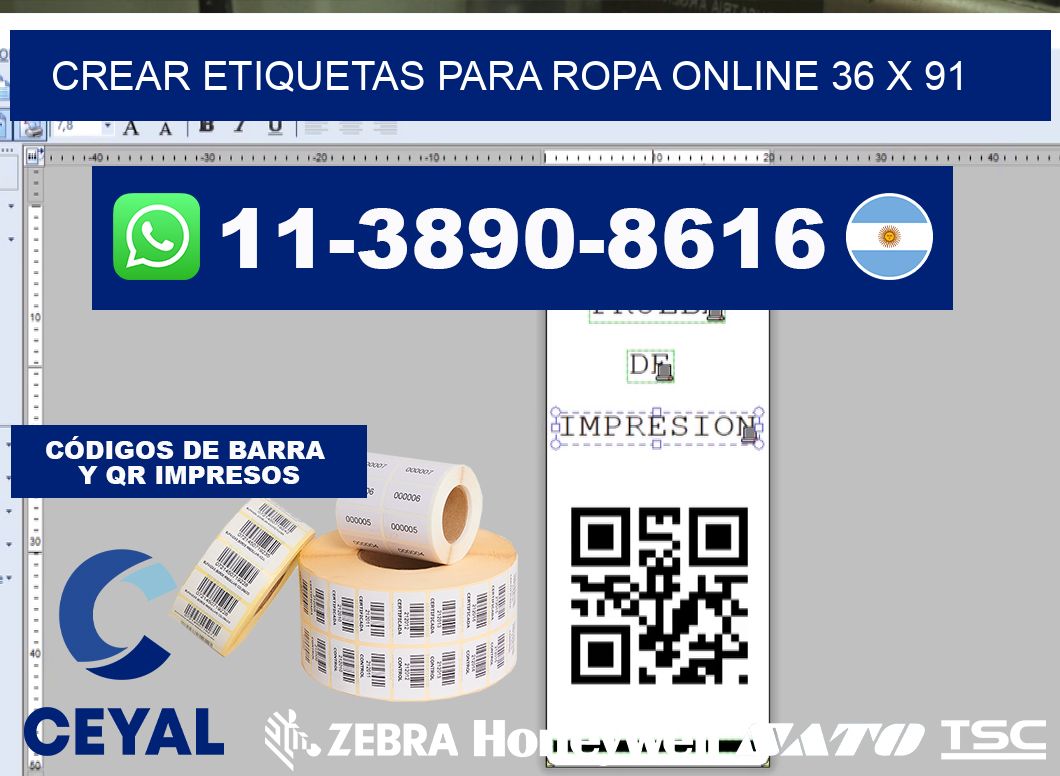 Crear etiquetas para ropa online 36 x 91