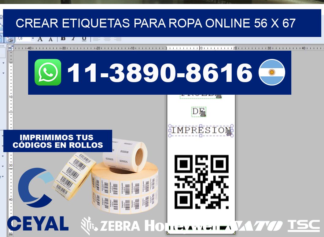 Crear etiquetas para ropa online 56 x 67