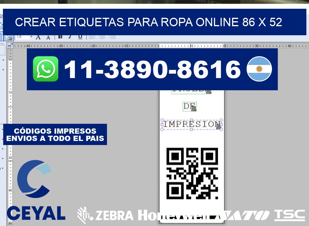 Crear etiquetas para ropa online 86 x 52