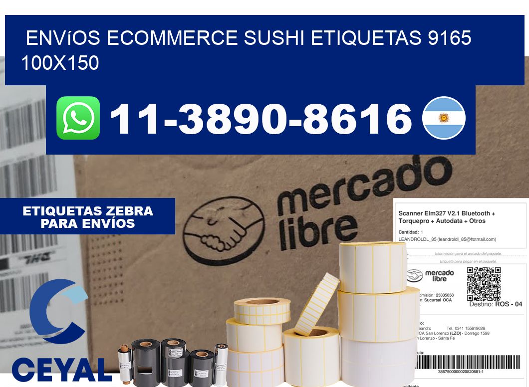 Envíos Ecommerce sushi etiquetas 9165 100x150