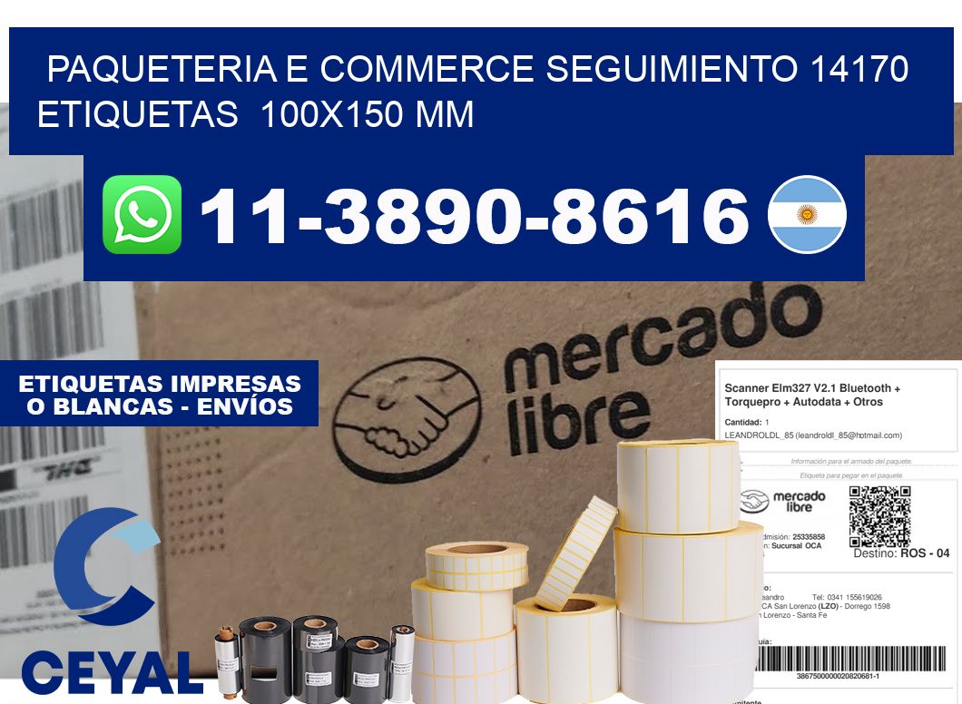 Paqueteria e commerce seguimiento 14170 etiquetas 100x150 mm