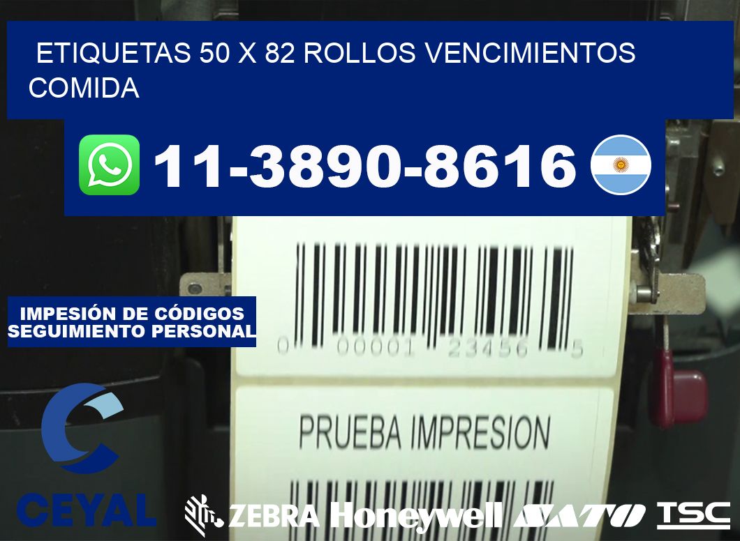 etiquetas 50 x 82 rollos vencimientos comida