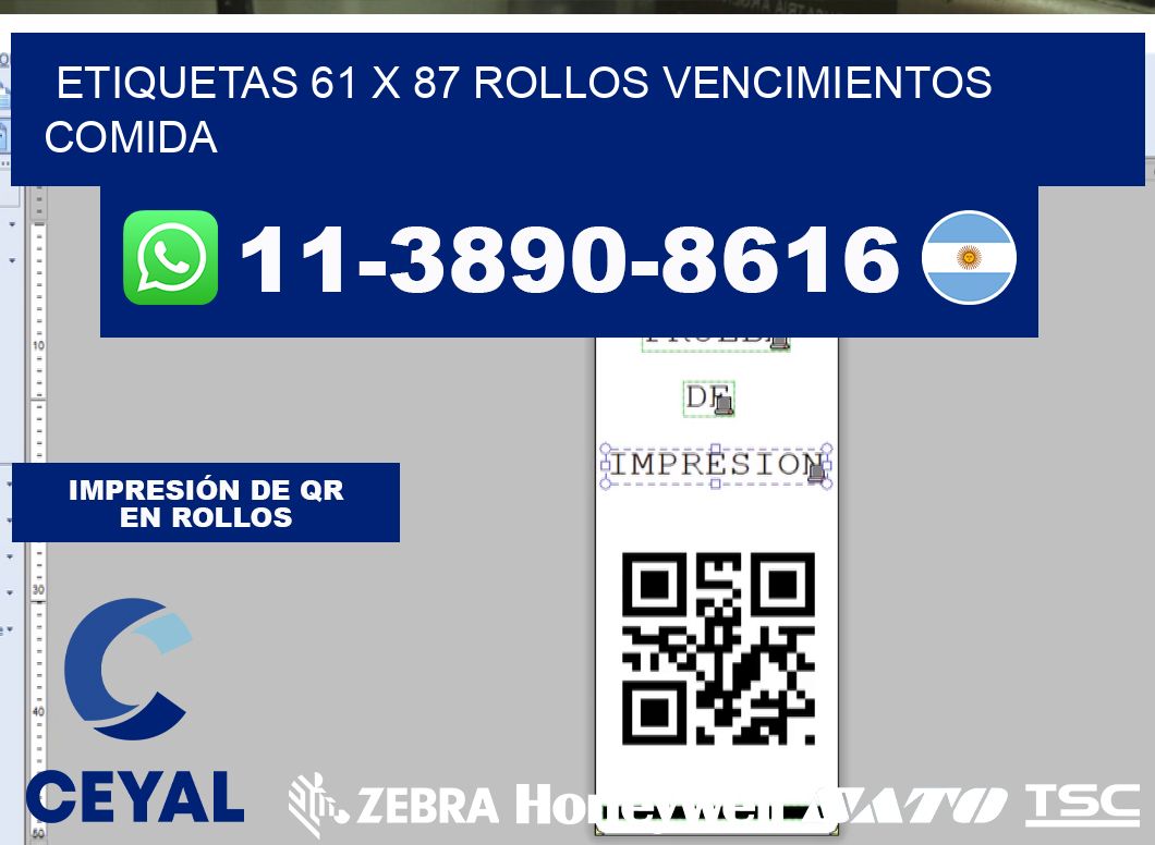 etiquetas 61 x 87 rollos vencimientos comida