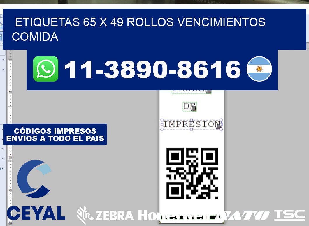 etiquetas 65 x 49 rollos vencimientos comida