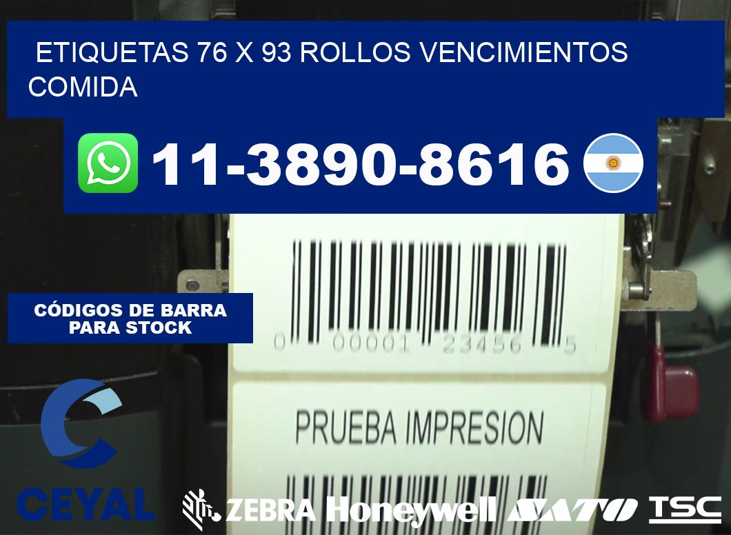 etiquetas 76 x 93 rollos vencimientos comida