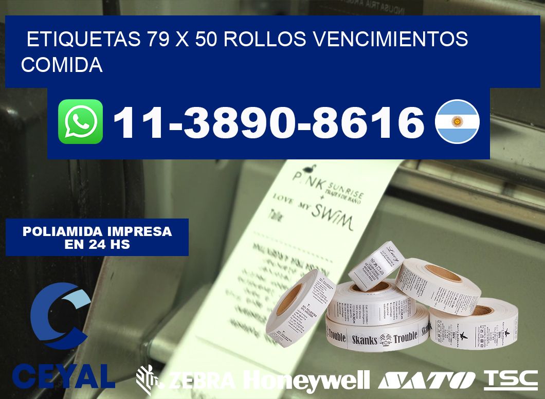 etiquetas 79 x 50 rollos vencimientos comida
