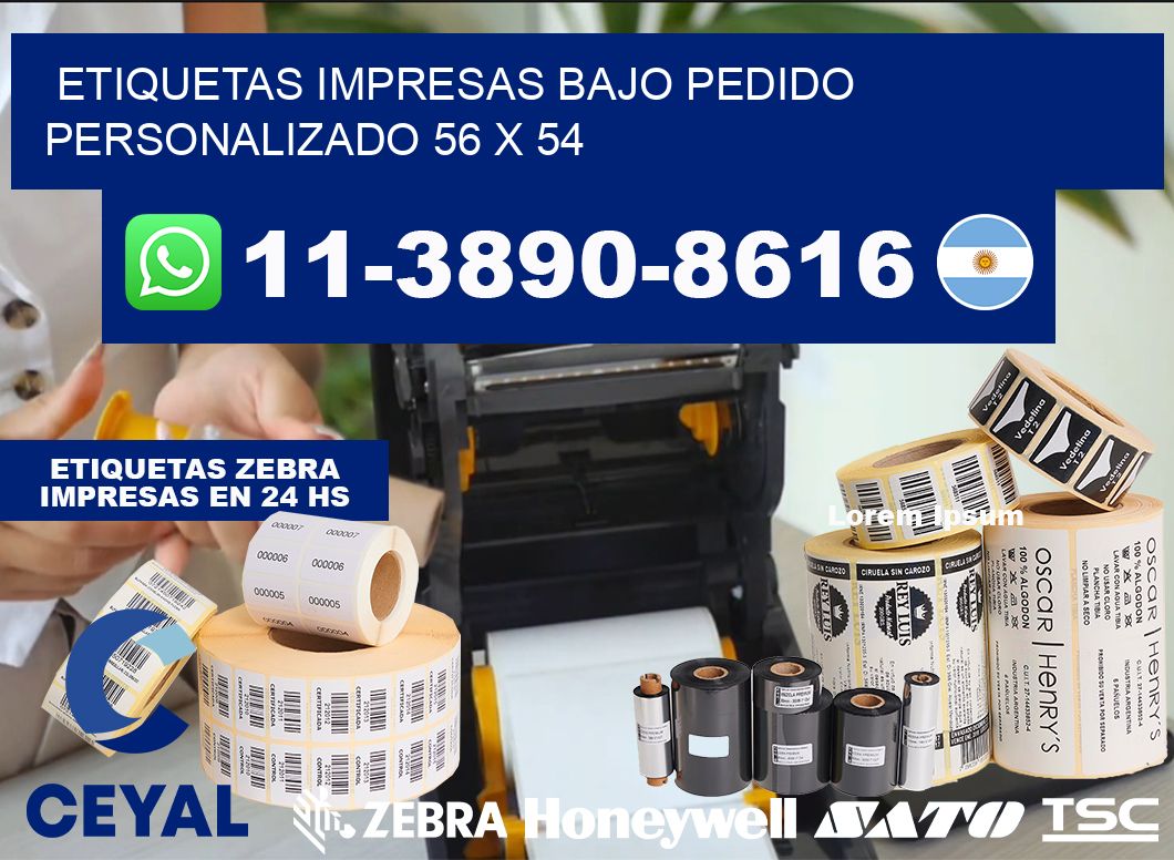 etiquetas impresas bajo pedido personalizado 56 x 54