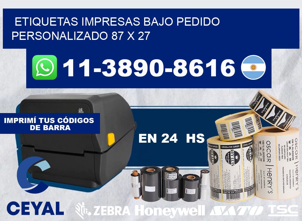 etiquetas impresas bajo pedido personalizado 87 x 27