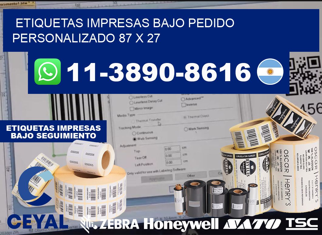 etiquetas impresas bajo pedido personalizado 87 x 27