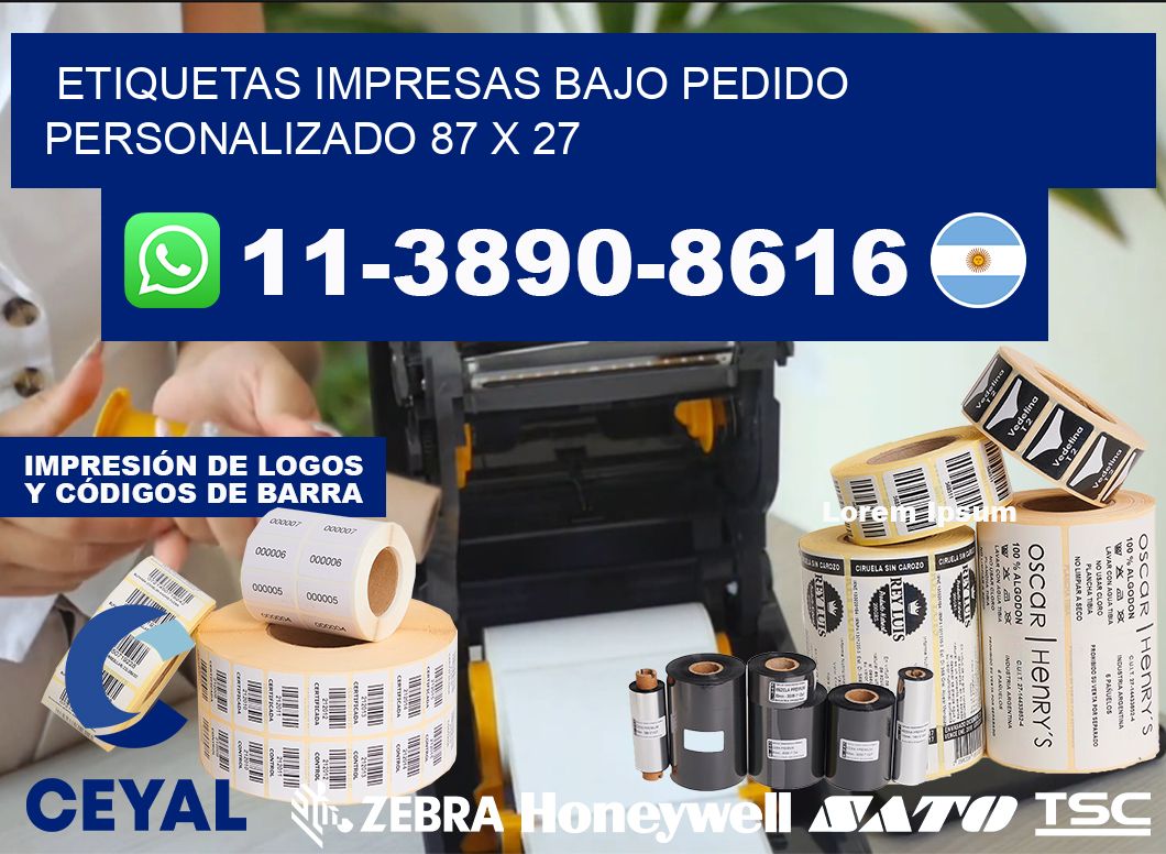 etiquetas impresas bajo pedido personalizado 87 x 27