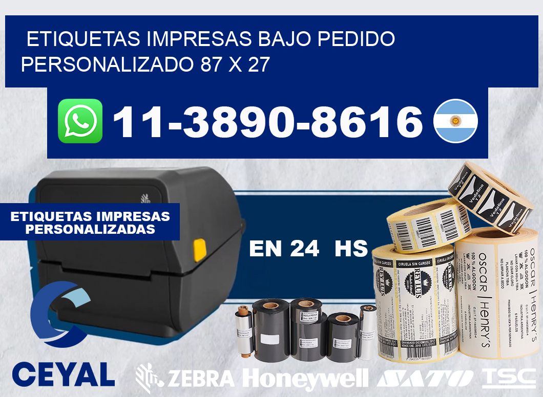 etiquetas impresas bajo pedido personalizado 87 x 27