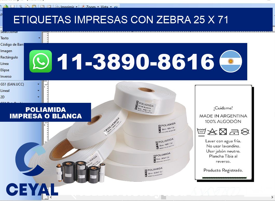 etiquetas impresas con zebra 25 x 71
