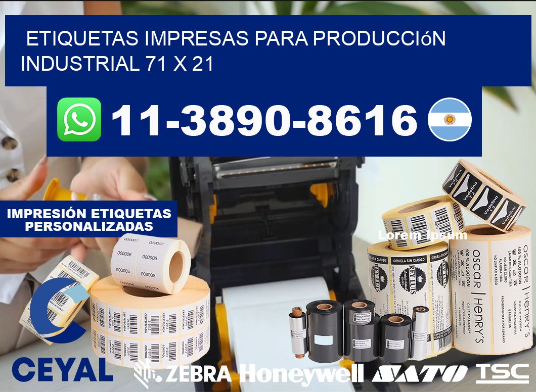 etiquetas impresas para producción industrial 71 x 21