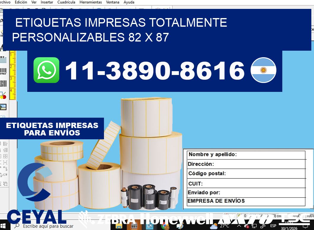 etiquetas impresas totalmente personalizables 82 x 87