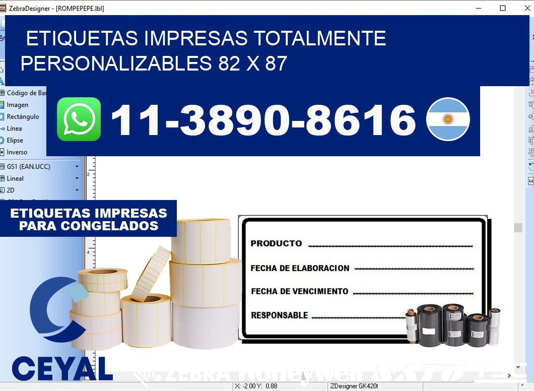etiquetas impresas totalmente personalizables 82 x 87