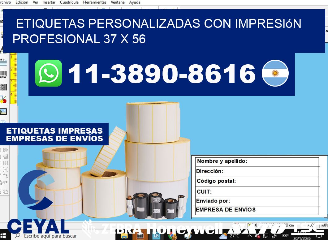 etiquetas personalizadas con impresión profesional 37 x 56