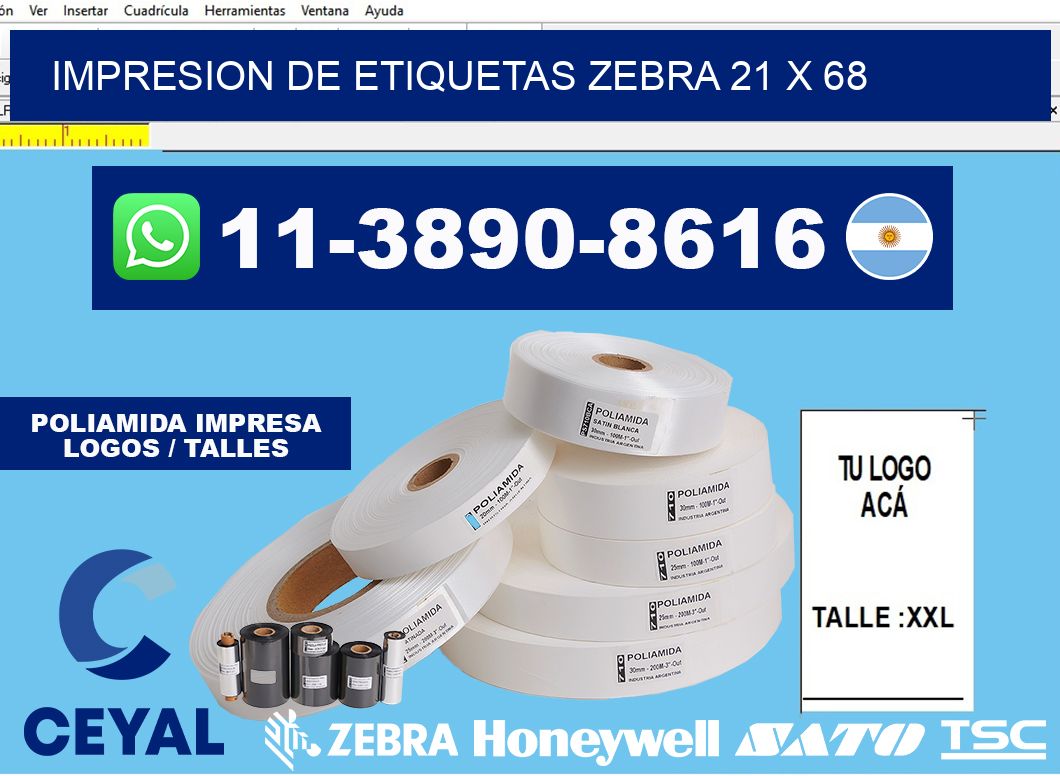 impresion de etiquetas zebra 21 x 68