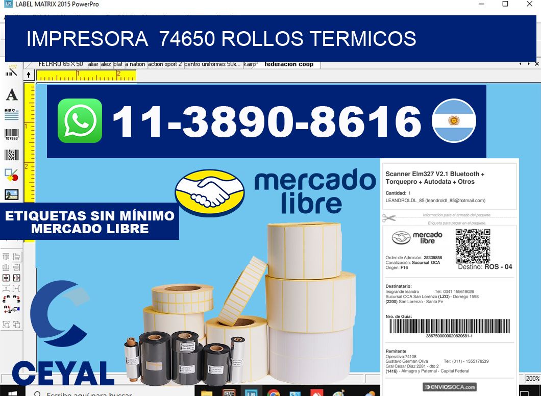 impresora 74650 rollos termicos