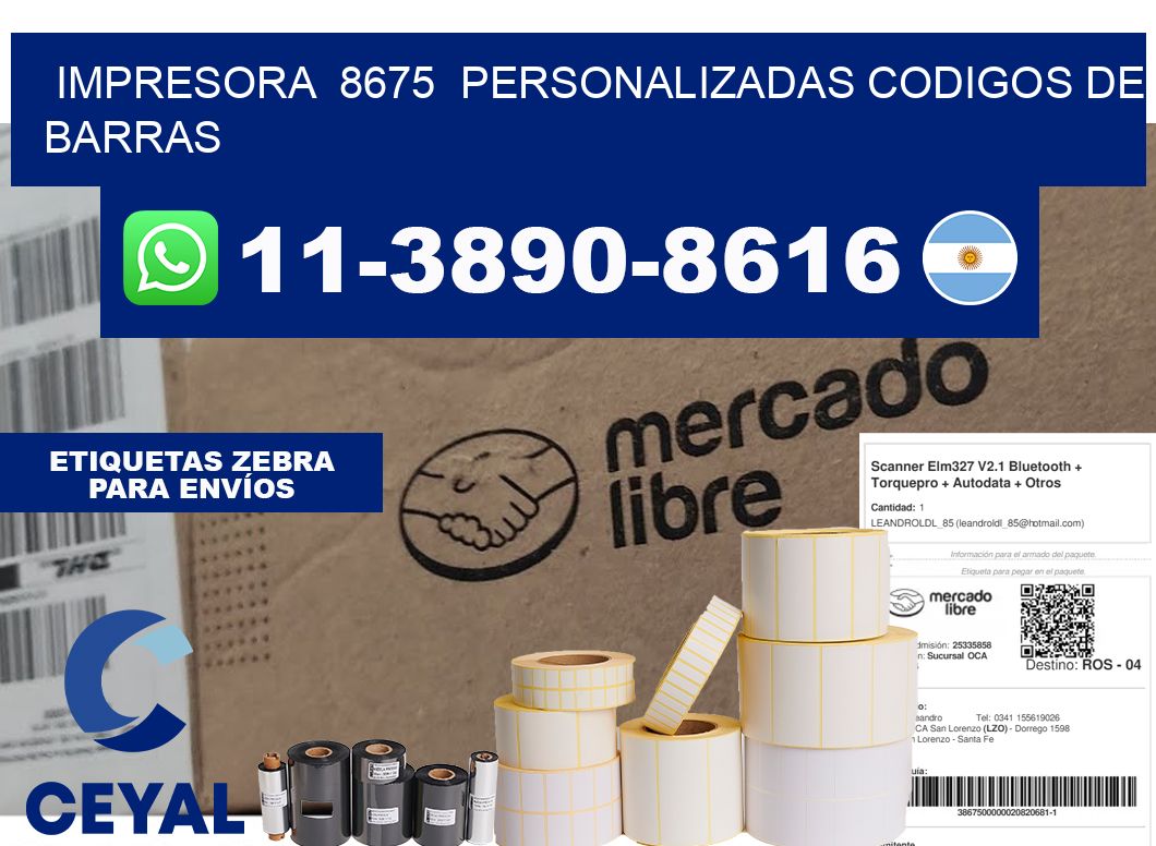 impresora 8675 personalizadas codigos de barras