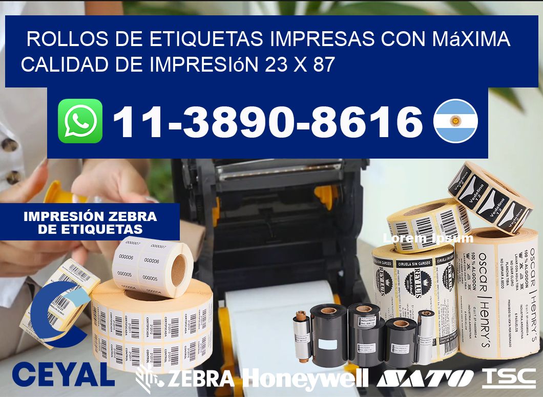 rollos de etiquetas impresas con máxima calidad de impresión 23 x 87