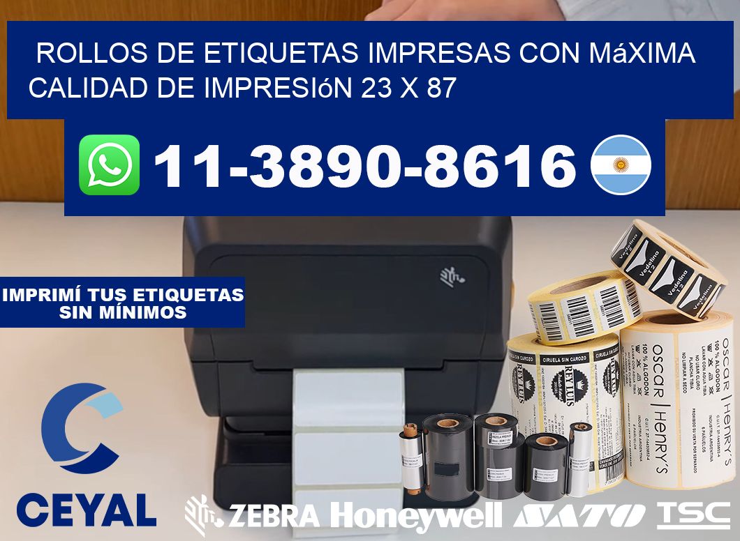 rollos de etiquetas impresas con máxima calidad de impresión 23 x 87