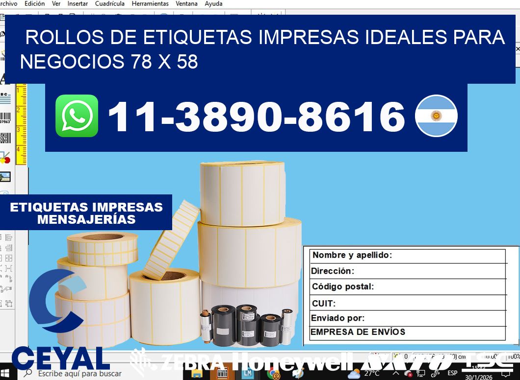 rollos de etiquetas impresas ideales para negocios 78 x 58