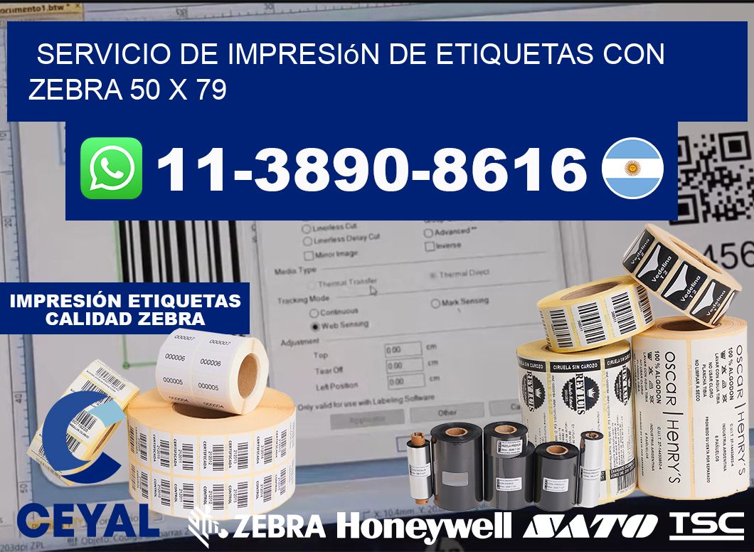 servicio de impresión de etiquetas con Zebra 50 x 79