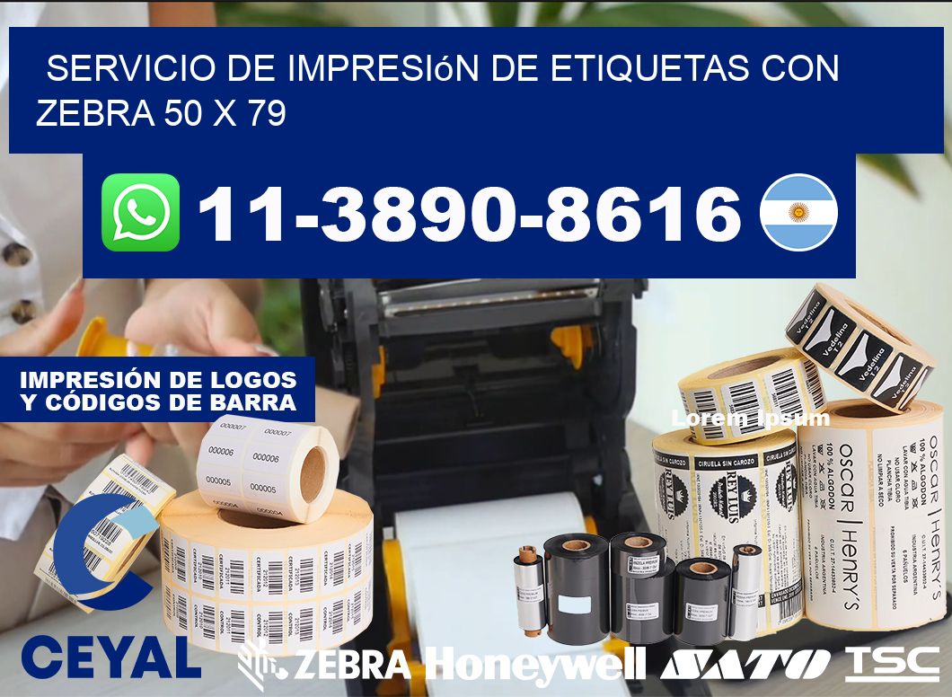 servicio de impresión de etiquetas con Zebra 50 x 79