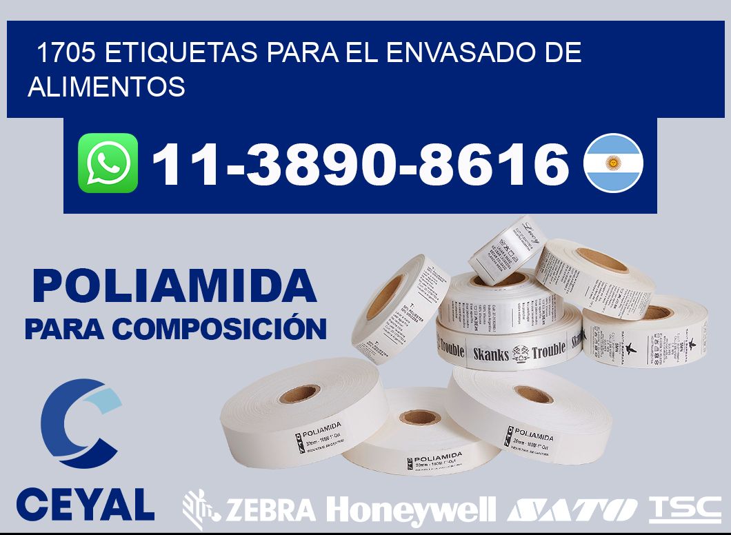 1705 etiquetas para el envasado de alimentos