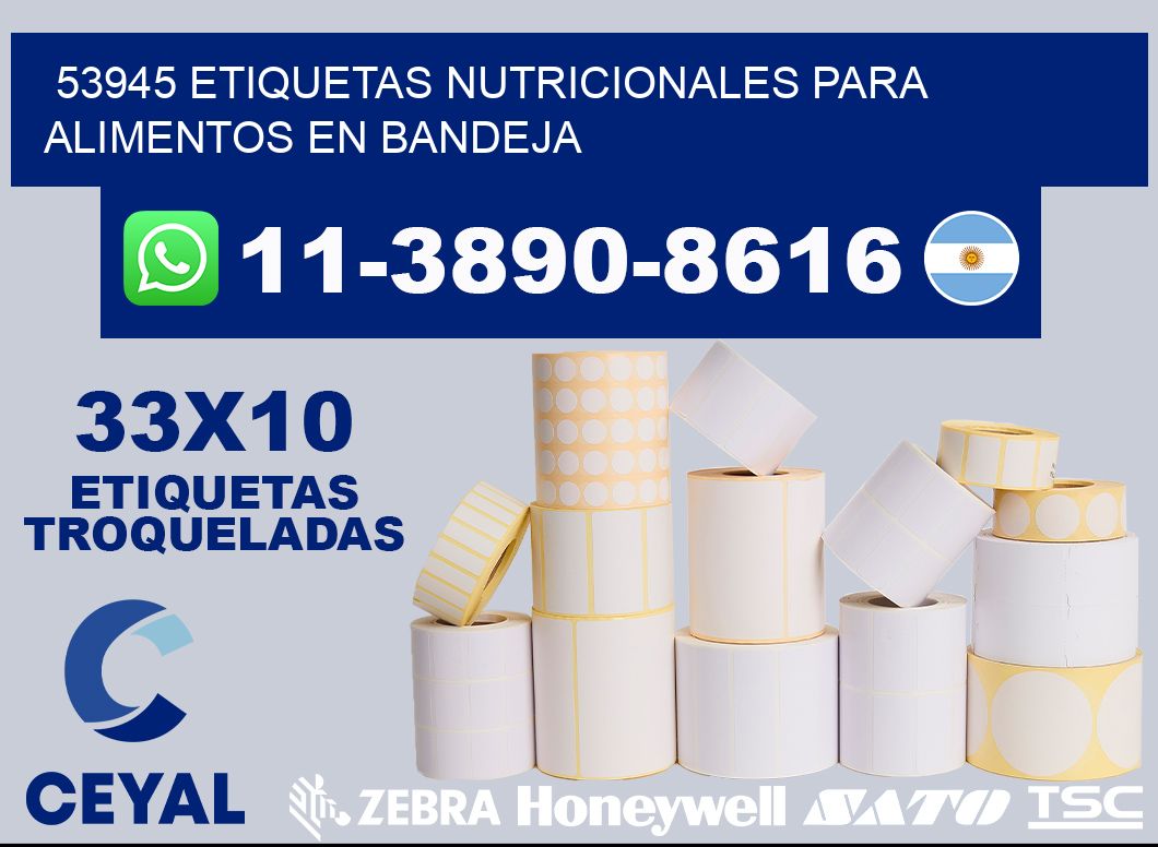 53945 etiquetas nutricionales para alimentos en bandeja