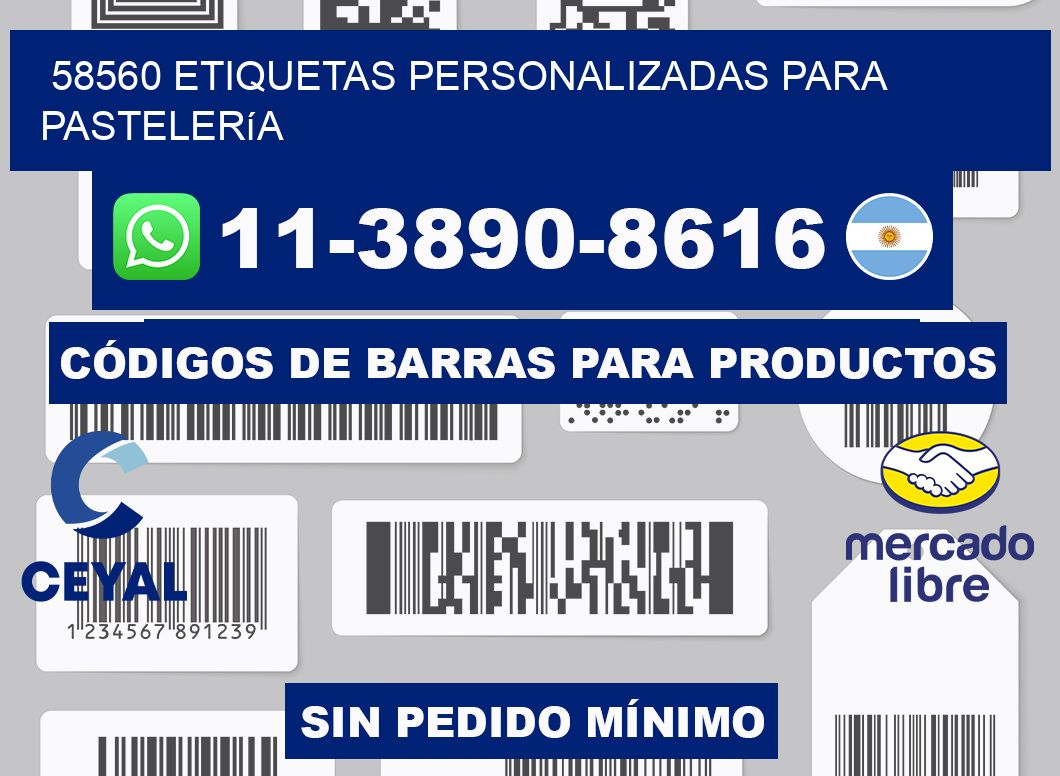58560 etiquetas personalizadas para pastelería