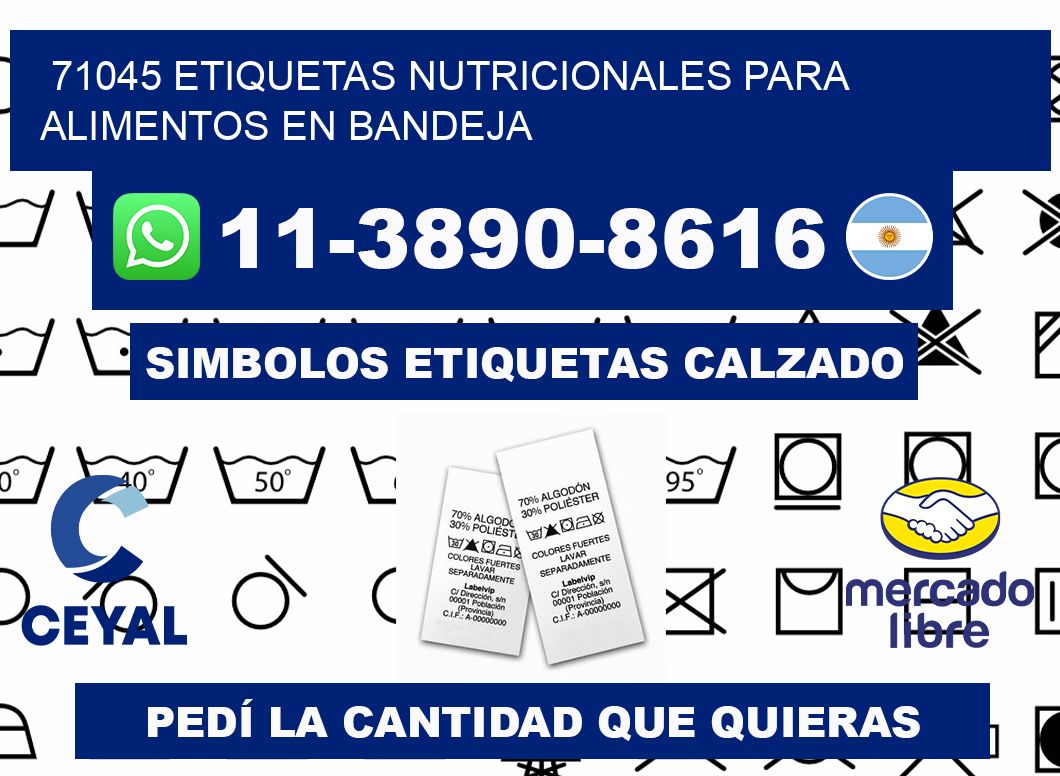 71045 etiquetas nutricionales para alimentos en bandeja