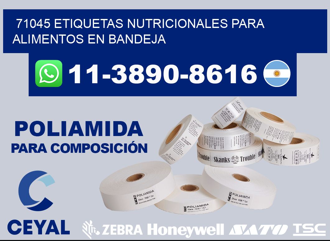71045 etiquetas nutricionales para alimentos en bandeja