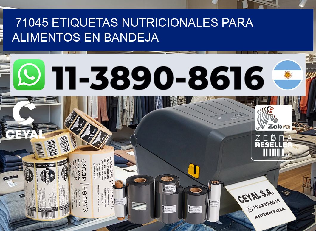 71045 etiquetas nutricionales para alimentos en bandeja