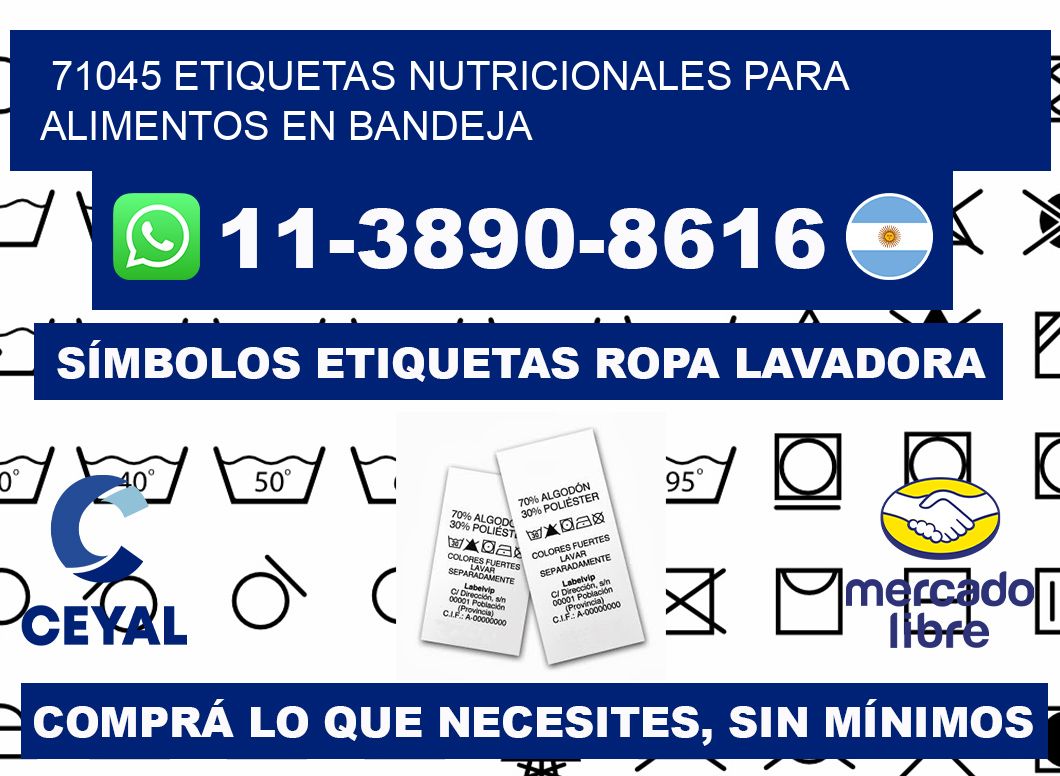 71045 etiquetas nutricionales para alimentos en bandeja