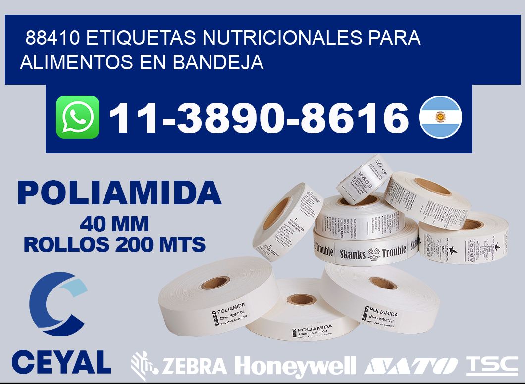 88410 etiquetas nutricionales para alimentos en bandeja