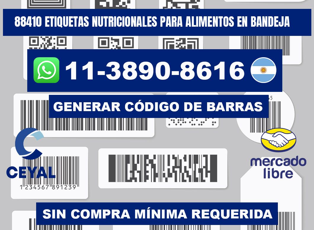 88410 etiquetas nutricionales para alimentos en bandeja