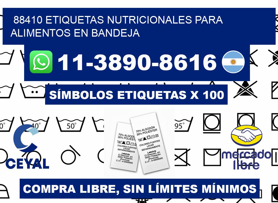 88410 etiquetas nutricionales para alimentos en bandeja