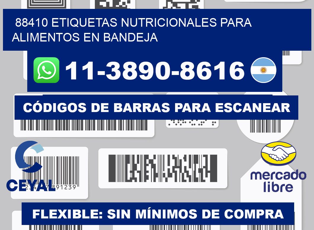 88410 etiquetas nutricionales para alimentos en bandeja