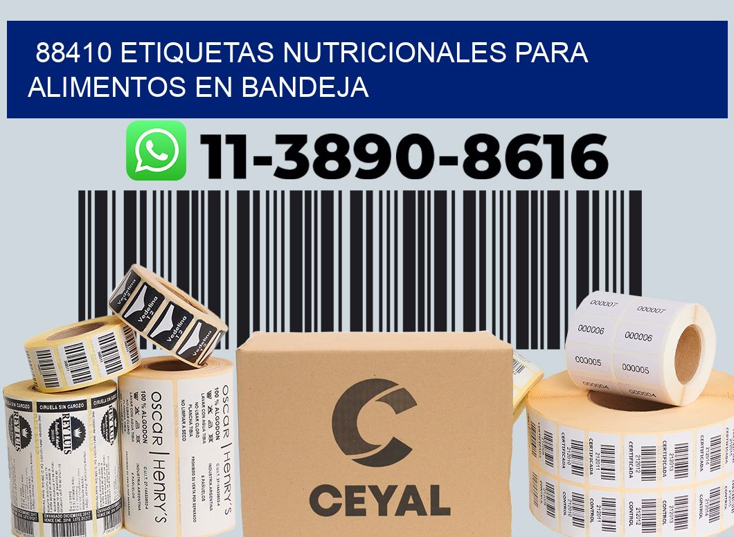 88410 etiquetas nutricionales para alimentos en bandeja