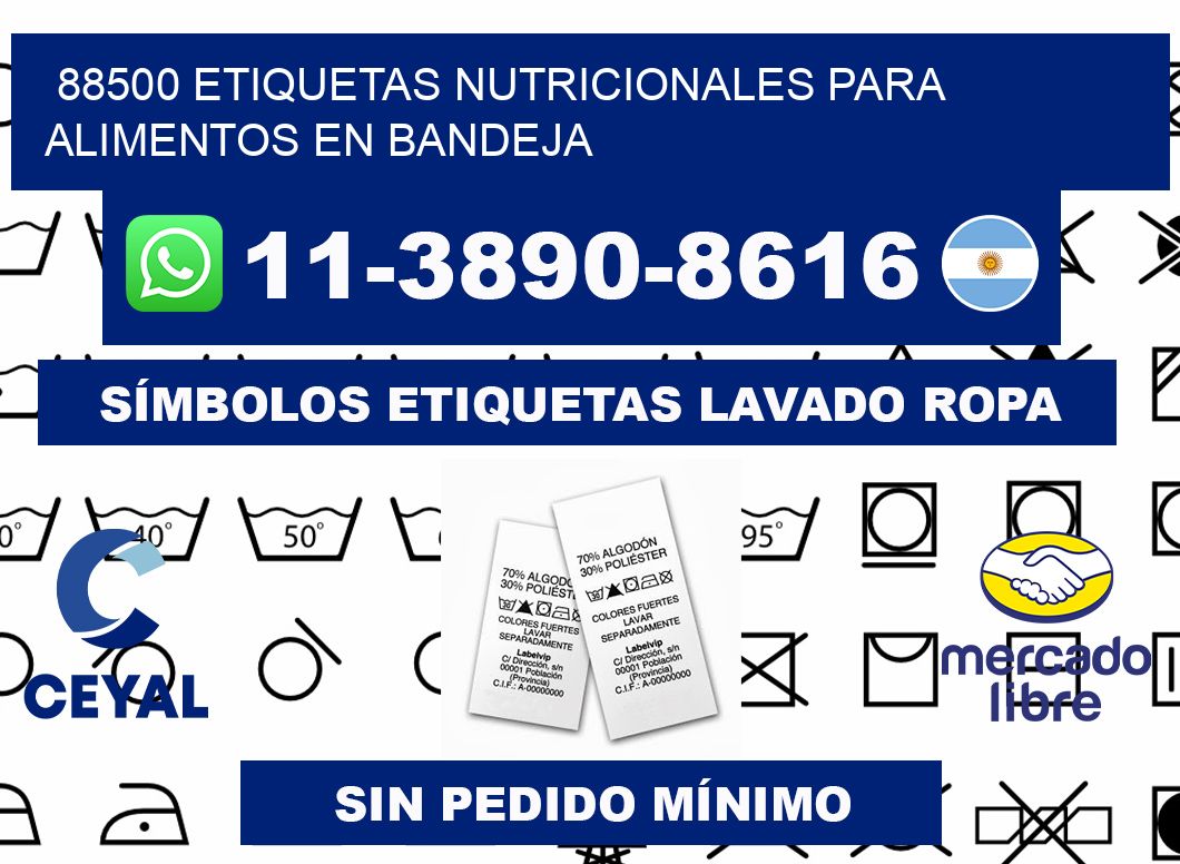 88500 etiquetas nutricionales para alimentos en bandeja