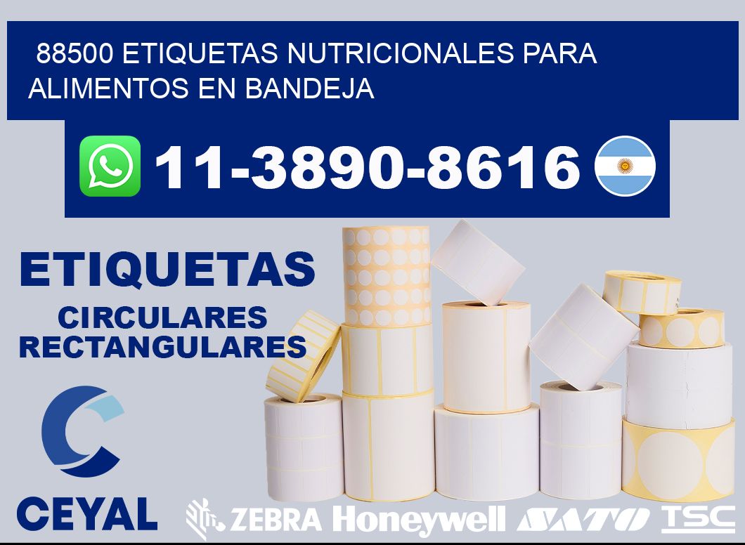88500 etiquetas nutricionales para alimentos en bandeja