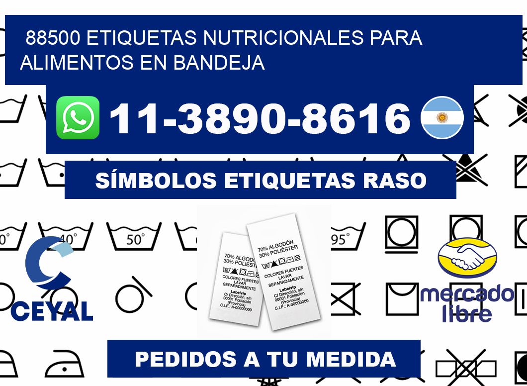 88500 etiquetas nutricionales para alimentos en bandeja